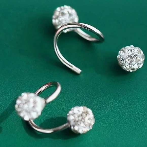 Any 4/$25! Silver Corkscrew Crystal Pave Earrings - Picture 5 of 8